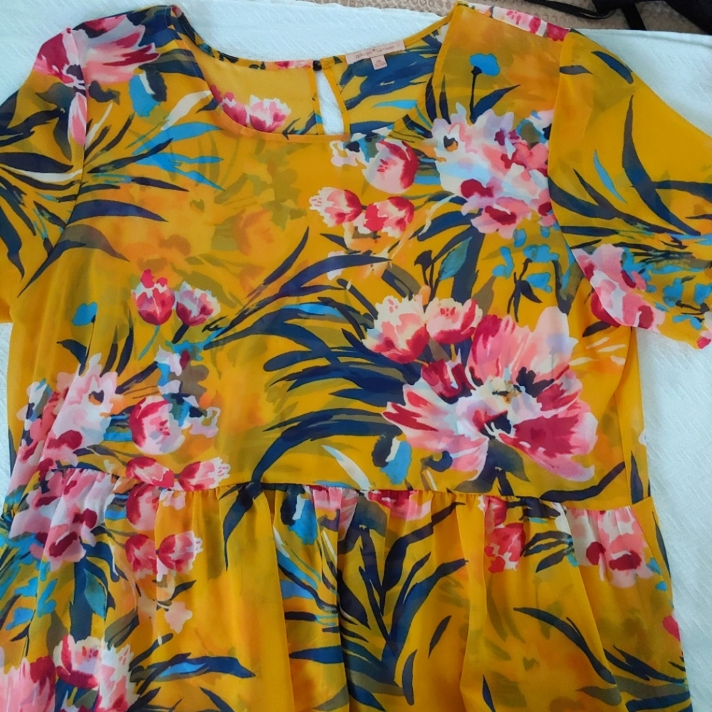 Sheer Floral top with Ruffle